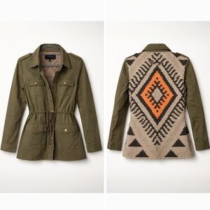 Blue Pepper Utility Jacket with Southwestern Knit Back